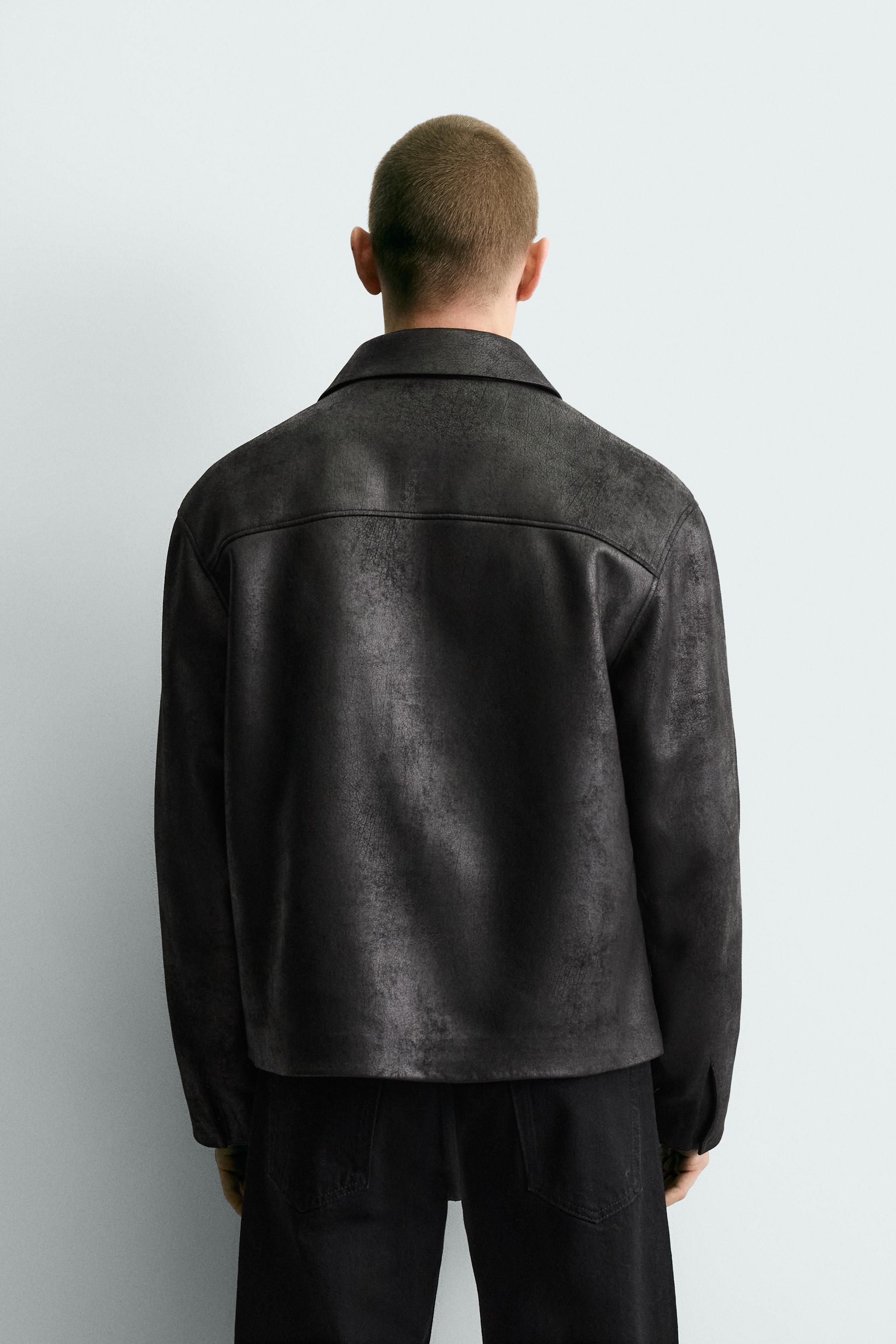 BLOUSON EN MATIÈRE SYNTHÉTIQUE DÉLAVÉ
